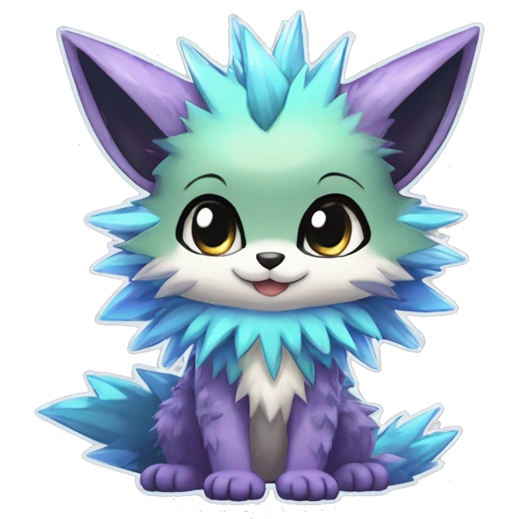 Anthro Scalie Spiky Cool Edgy Magical Shiny Colorful Pastel Sparkle Kemono-style Chibi Fantasy-Animal-Fakémon-Pokémon-Hybrid Fur Sona Aesthetic Full Body emoji