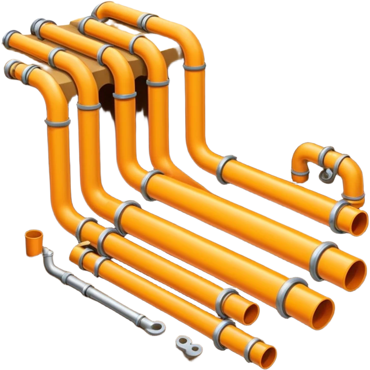 Emoji-style illustration of pipe installation in a trench, flat vector look, bold outlines, minimal details, no background emoji