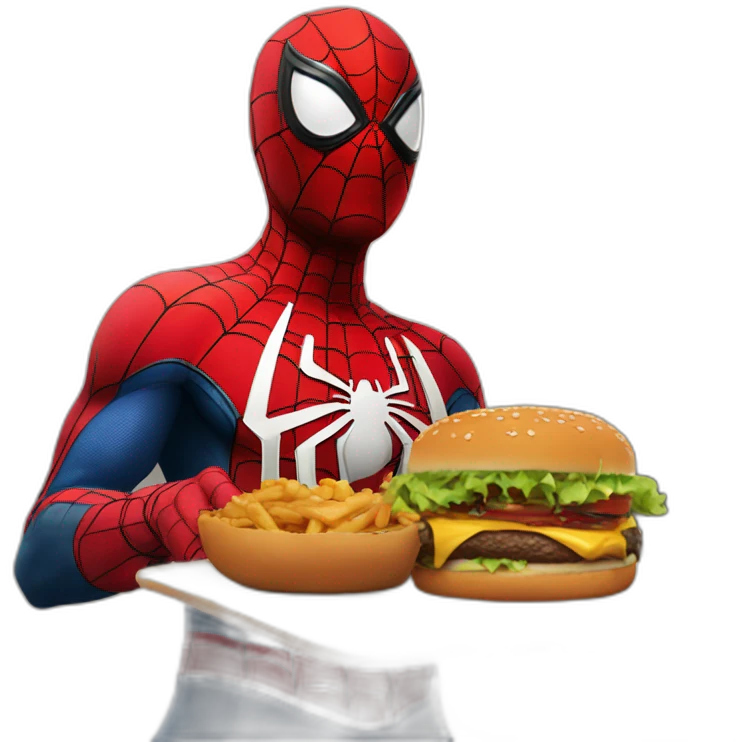 Spider-Man qui mange un hamburger emoji