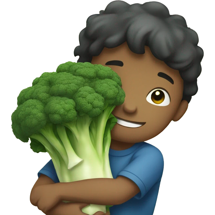boy hugging Brocolli  emoji