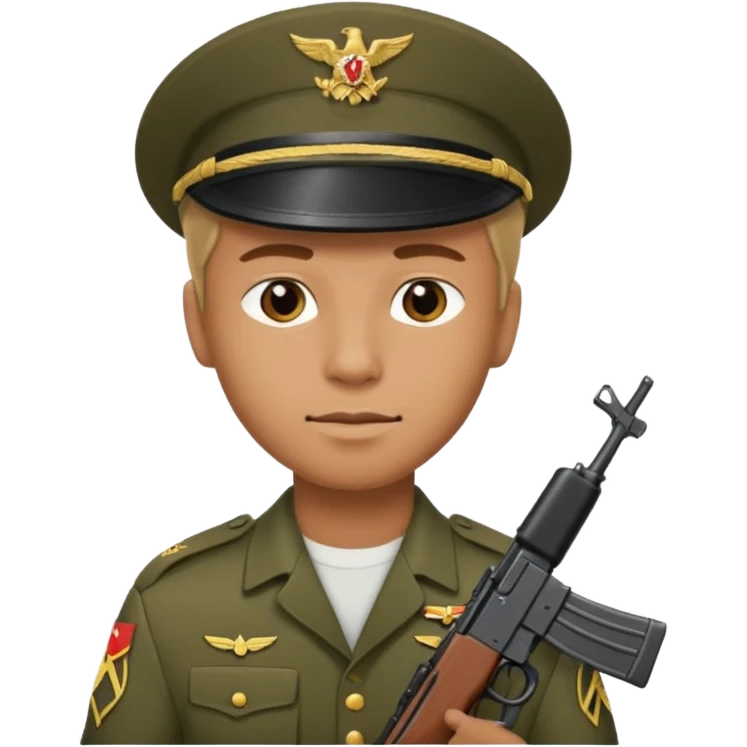 a guy holding ak-47 wearing military uniform emoji