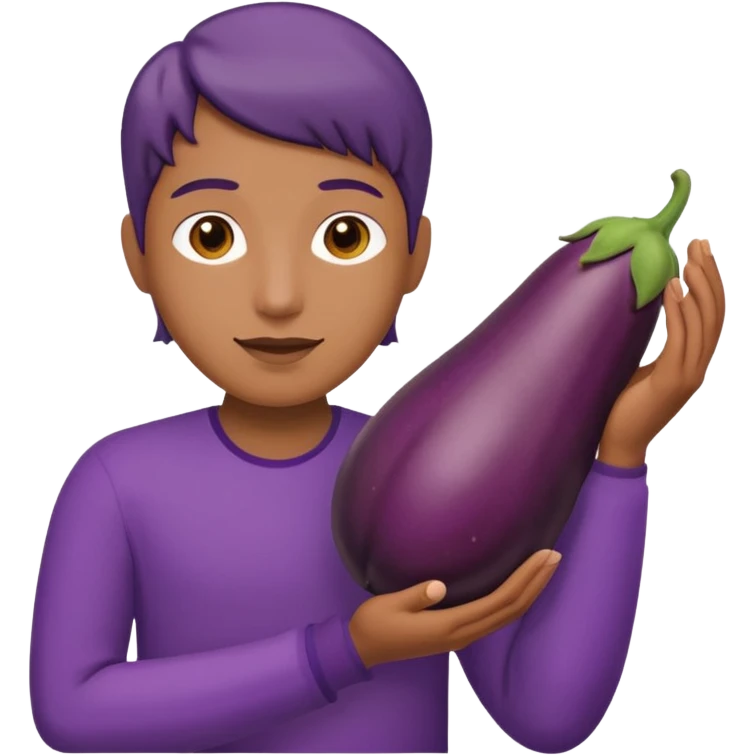 holding brinjal emoji