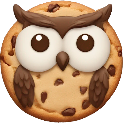 one Cookie in the shape of an owl emoji