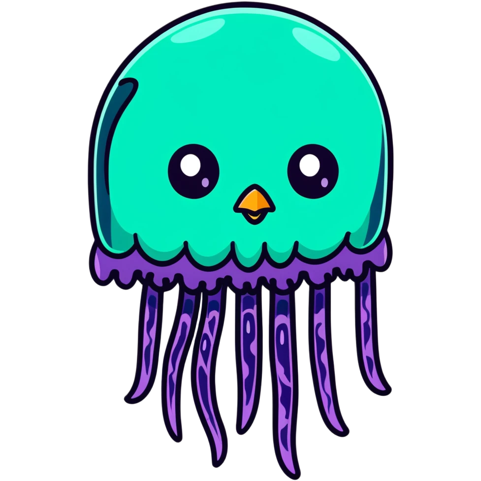 Half owl half jellyfish fantasy creature with glowing tentacles emoji