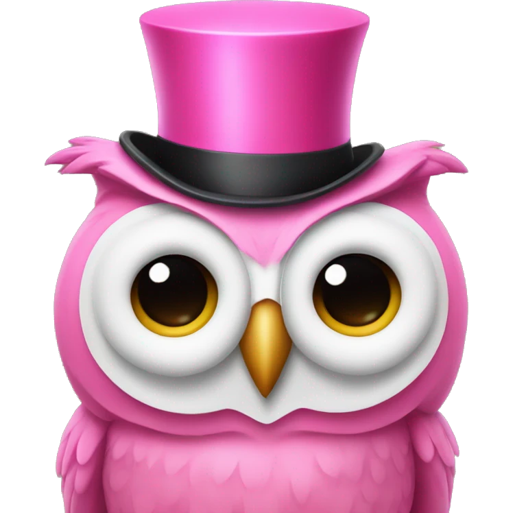 Pink owl with a top hat emoji