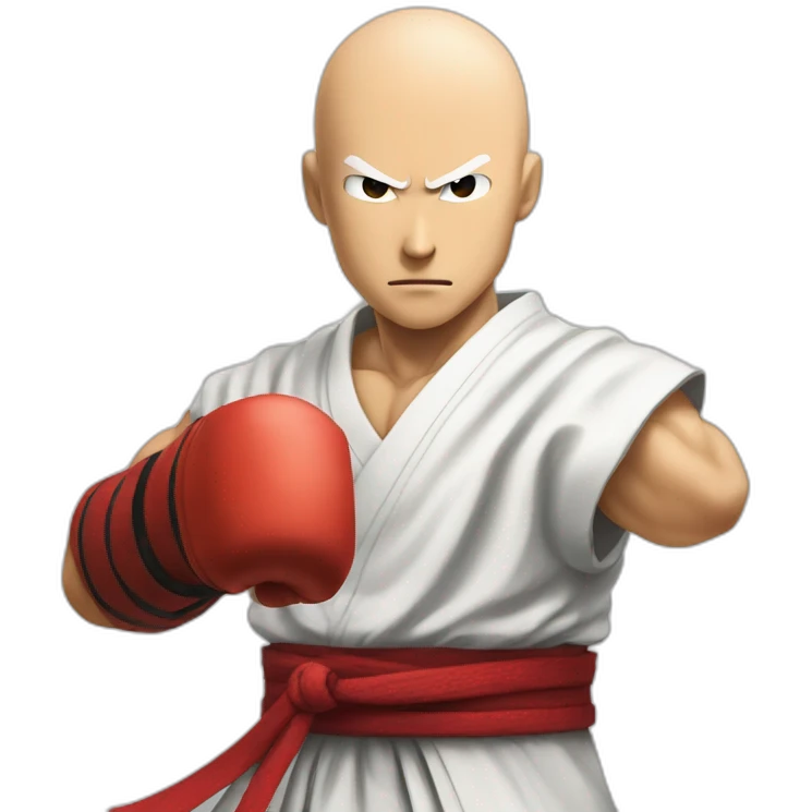 saitama serious punch with a katana on his right hand emoji