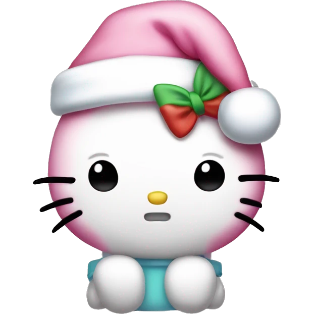 kawaii pastel hello kitty wearing a santa hat  emoji