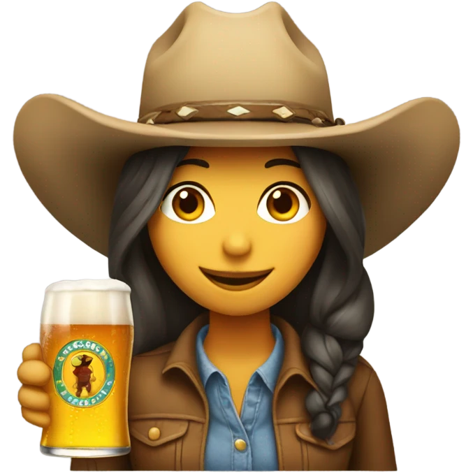 Girl with beer and cowboy hat emoji