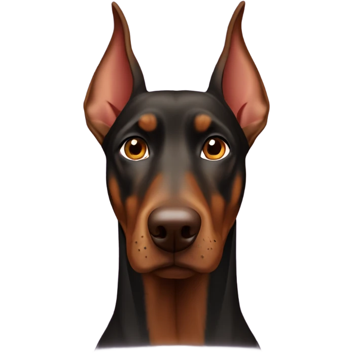 Brown Doberman without cropped ears face emoji