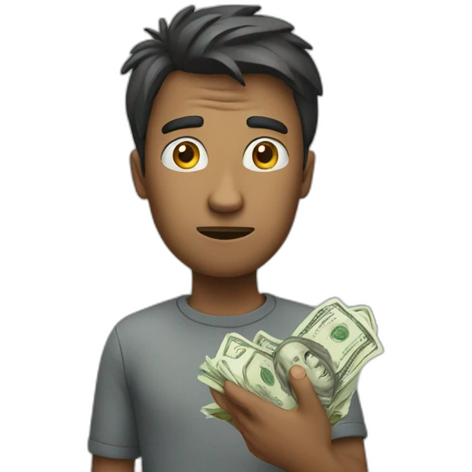 Confused customer holding money  emoji