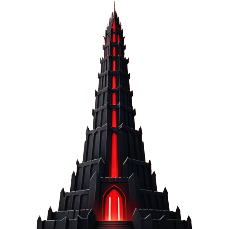 Barad Dúr from Lord of the Rings, Dark, giant Tower, with red beams shooting from the top into the sky emoji