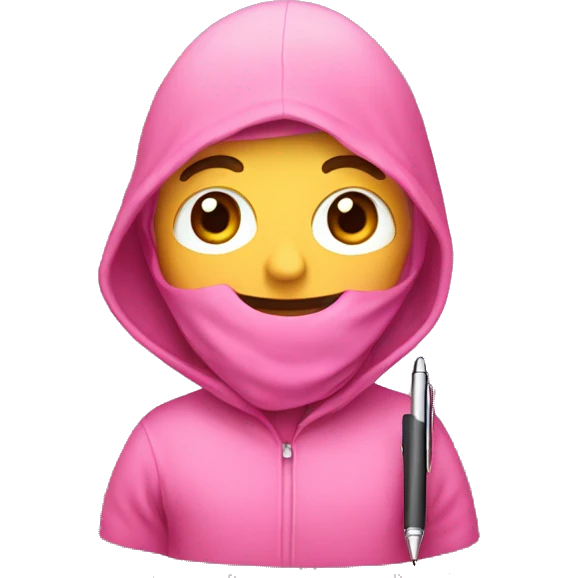 A jourbal with a pink cover and a pen emoji