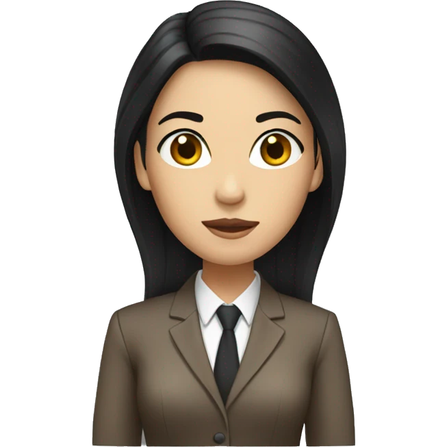 Female defense attorney with long black hair with brown suit emoji