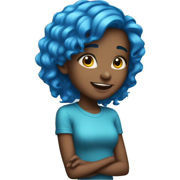 Girl with blue hair happy emoji