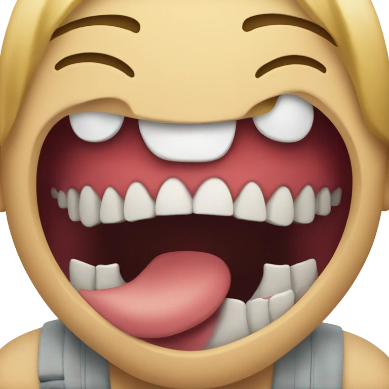 a boy inside a shark's mouth, hanging out between the teeth emoji