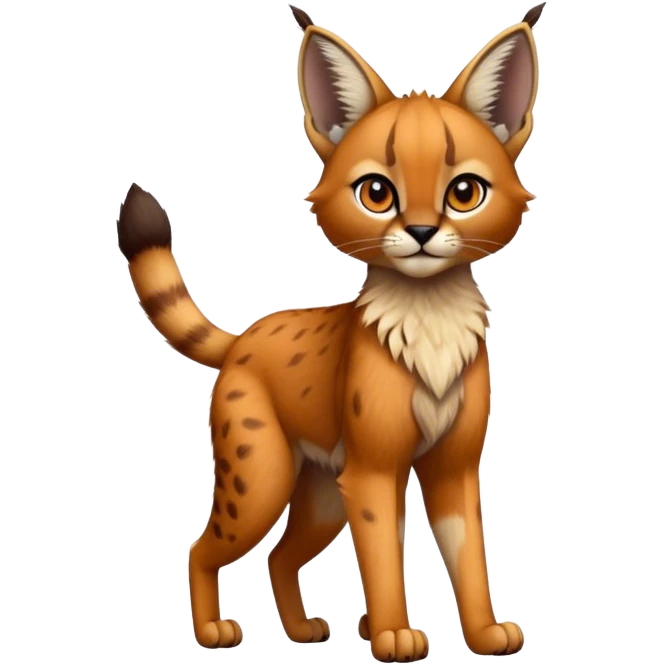 Epic Cute Dark Warm Caracal-Bobcat-Serval-Vernid full body emoji