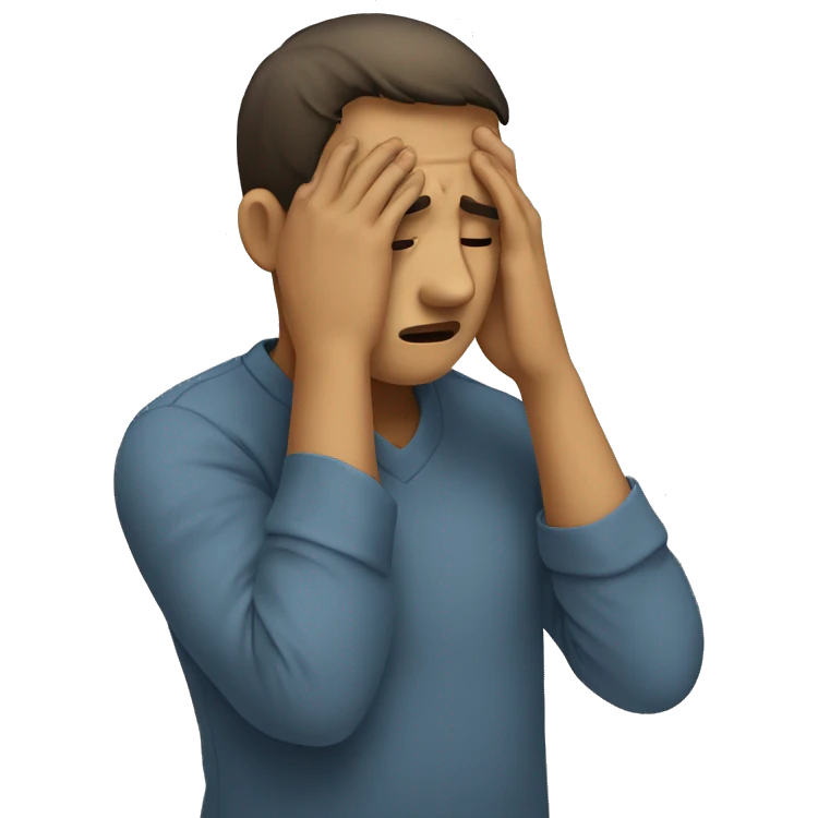 
A person holding his head while feeling sad emoji