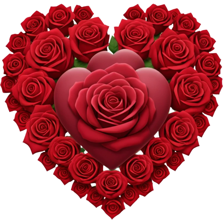 un cuore fatto di rose bordeaux e rosse emoji