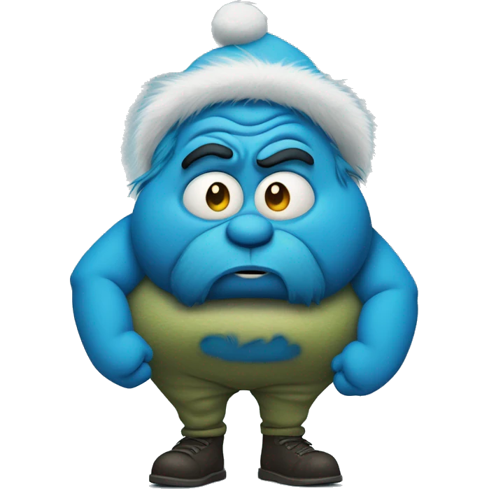Fat blue grinch with a sore knee emoji