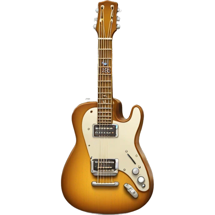anthropomorphic hippie guitar, showing a sign of peace emoji
