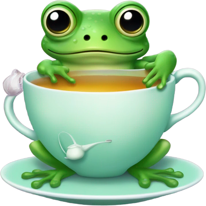 Frog sipping tea ￼ emoji