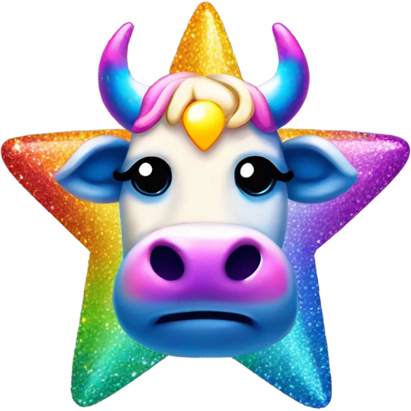 Lisa frank glitter sun star rainbow cow emoji