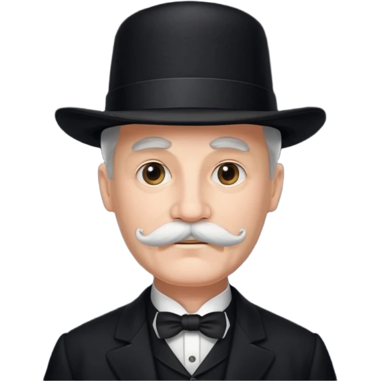 very big white moustachhe and typical 1900 elegant clothes and hat in black emoji