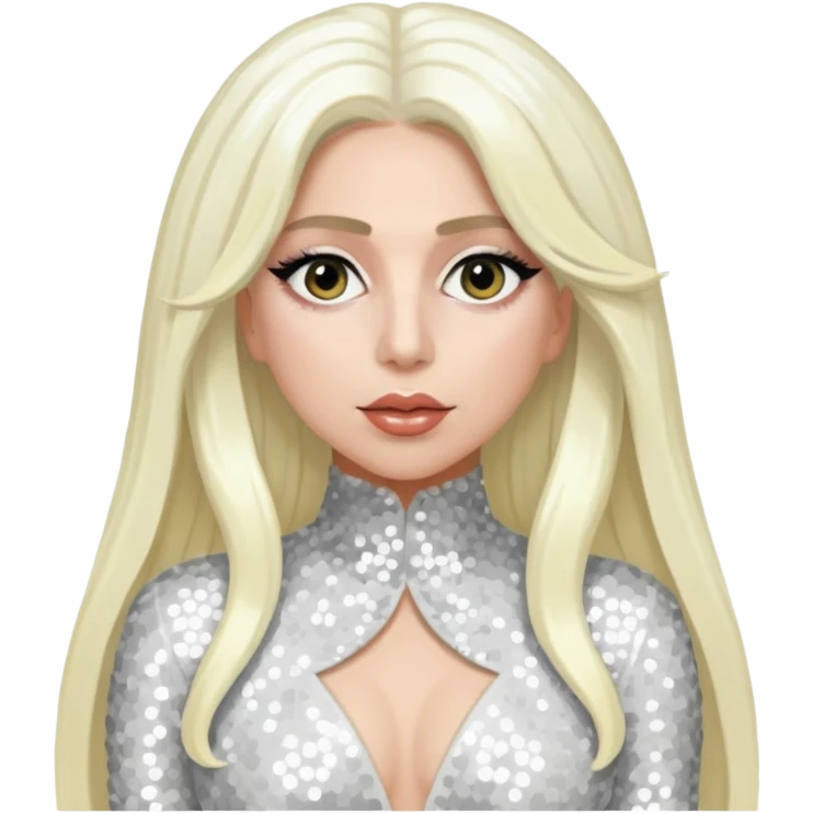 Lady Gaga with long platinum blonde hair, white sequin outfit emoji