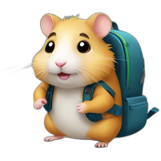 hamster with a backpack on the street emoji
