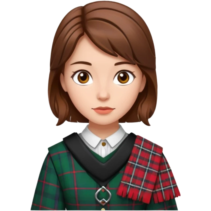 female with scottish attaire and brown hair emoji