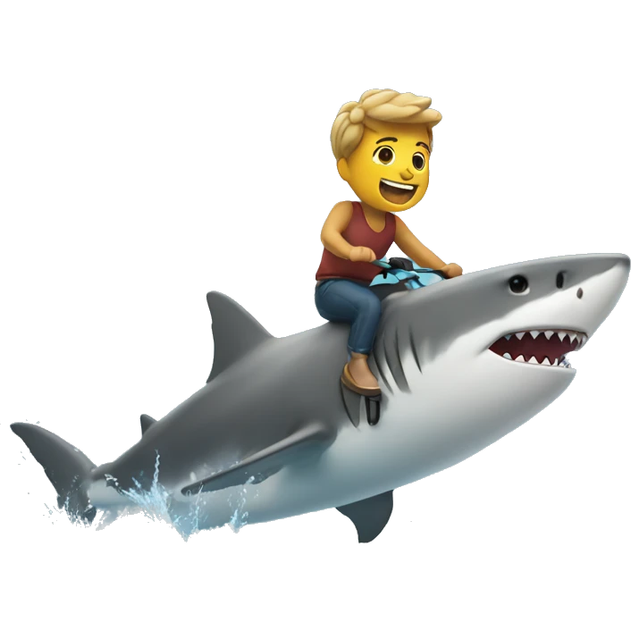 person riding shark with water splash emoji