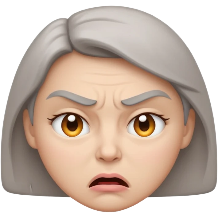 minimal flat emoji of an angry face,
slightly furrowed eyebrows,
tight lips but not angry,
emotion restrained and subtle,
soft pastel warm-gray tones,
emotional but calm design,
modern female health app style,
transparent background,
vector illustration
 emoji