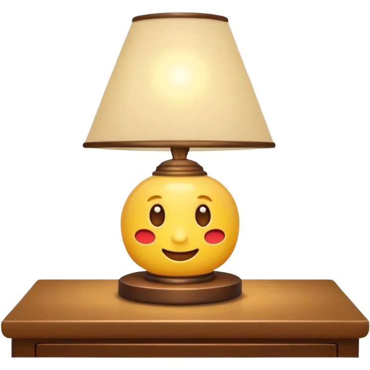 friendly modern emoji of a small lamp shining on a bookshelf emoji