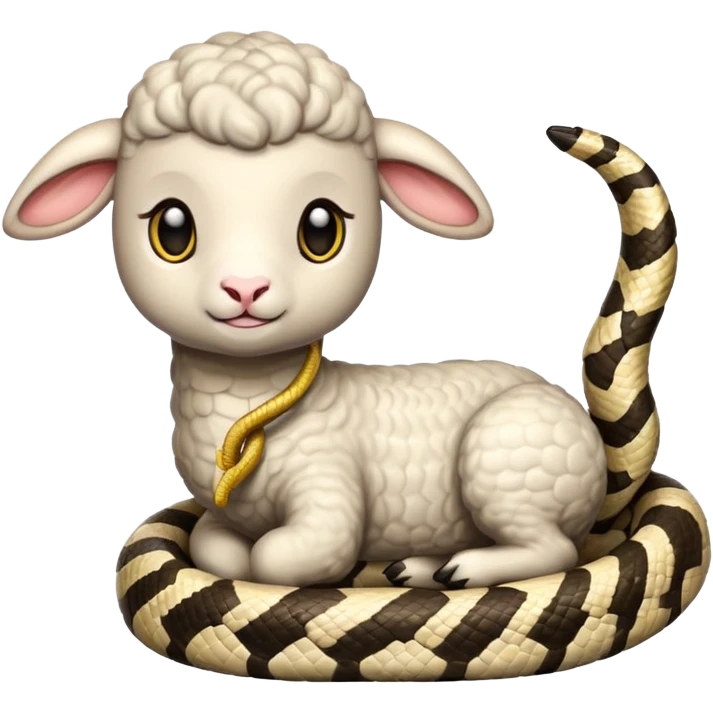 Lamb and snake sit next to each other  emoji