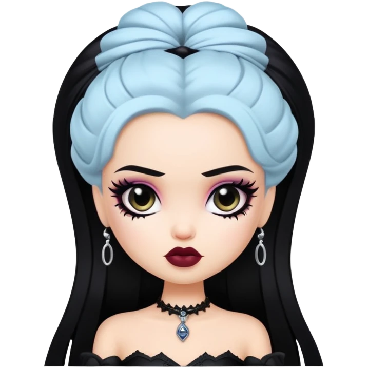 gothic pretty bratz baddie, black hair emoji