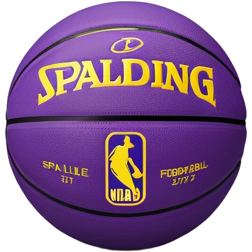 minimalist purple and gold Spalding basketball with simple NBA logo, clean design emoji