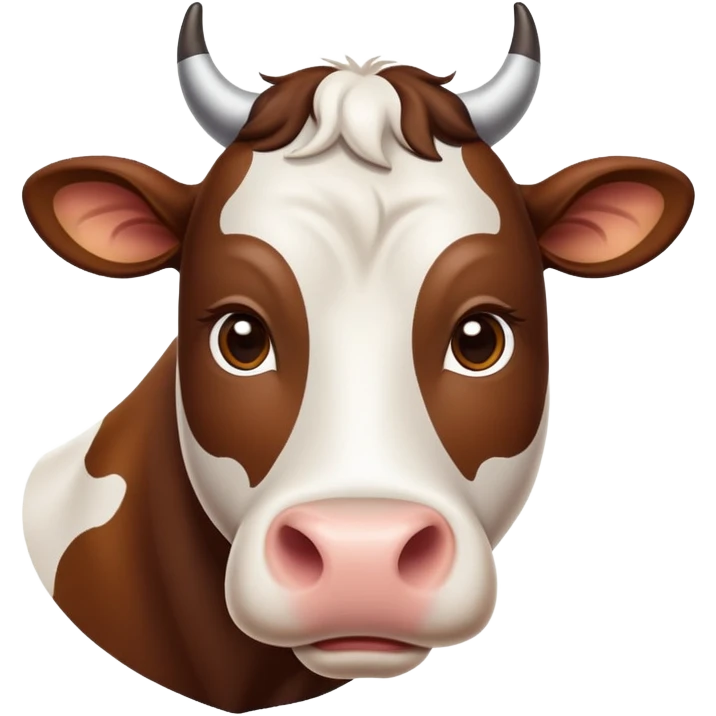 cinematic-noble-brown-and-white-cow-portrait-emoji,-poised-and-regal,-with-a-large,-sturdy-build-and-a-beautifully-patterned-hide-of-rich-brown-accented-by-crisp-white-patches,-deep-set-soulful-brown-eyes,-simplified-yet-sharp-and-sophisticated emoji