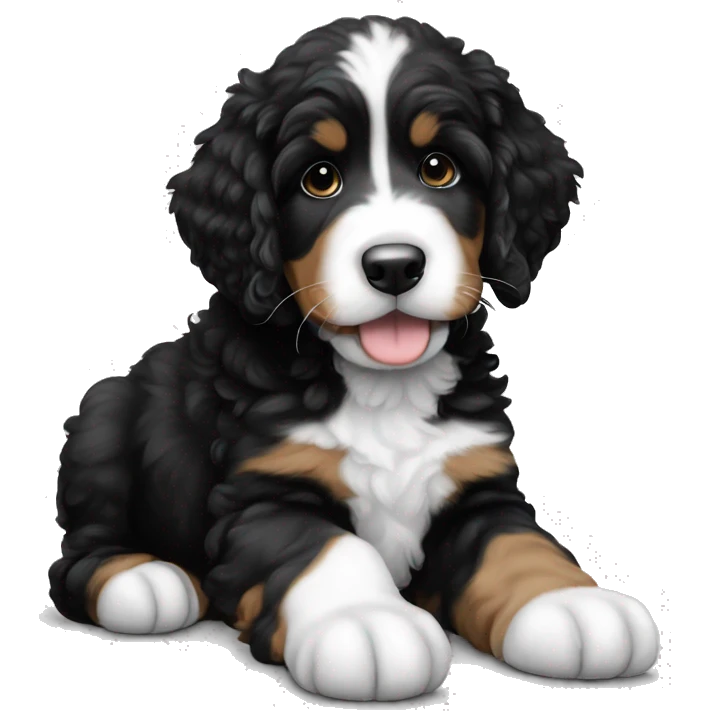 Black and white bernedoodle puppy emoji