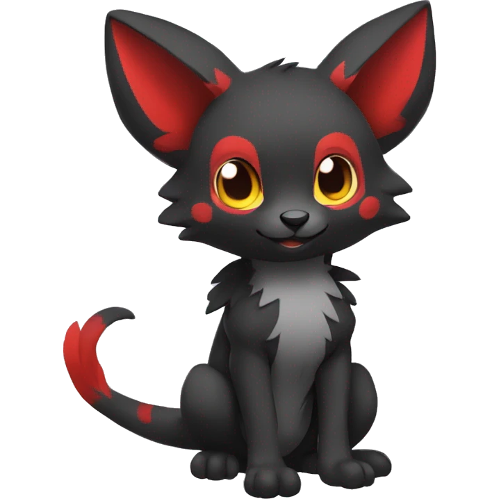 Cute cool black red animal hybrid Fakemon full body emoji