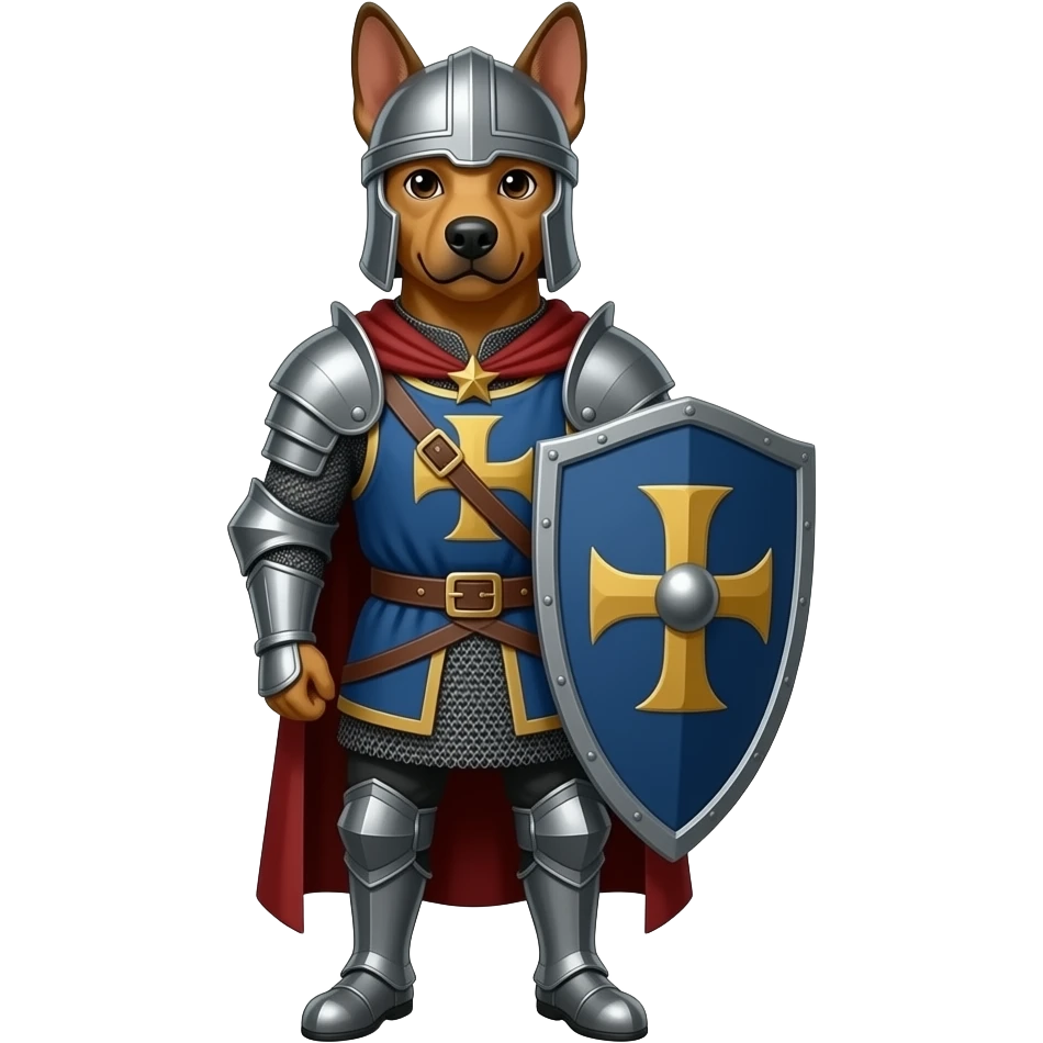 A dog-man dressed in medieval warrior outfit. Full body emoji