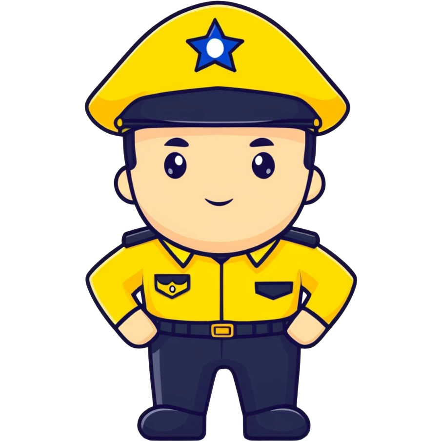 Russian police officer with yellow uniform and yellow police hat emoji