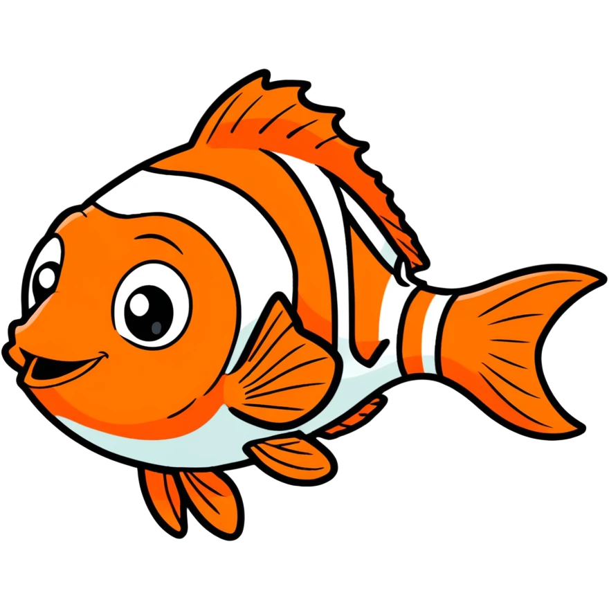 clownfish Nemo fish, cartoonish sticker style emoji