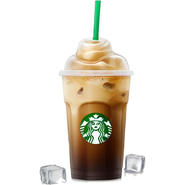 Starbuck ice coffee with ice cubes emoji
