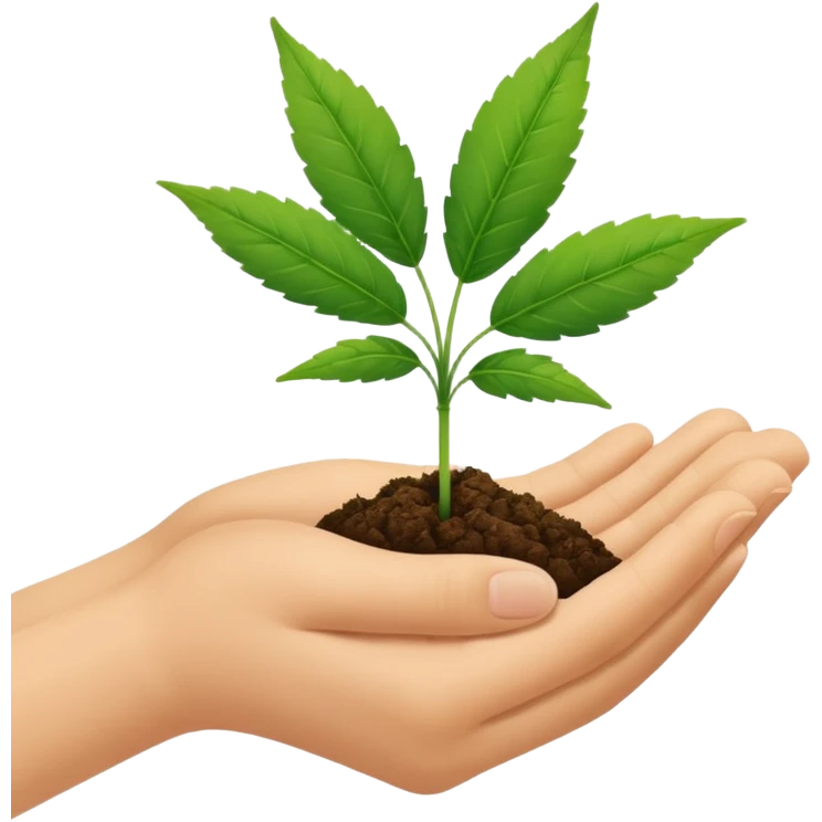 Hand holding a litt weed emoji