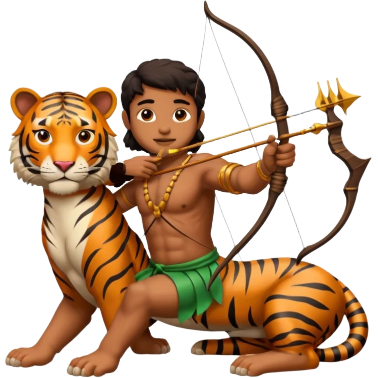 Ayyappa sitting on tiger with bow and arrow emoji