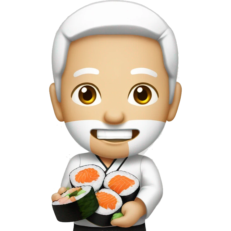 Sushiman segurando um prato de sushi emoji