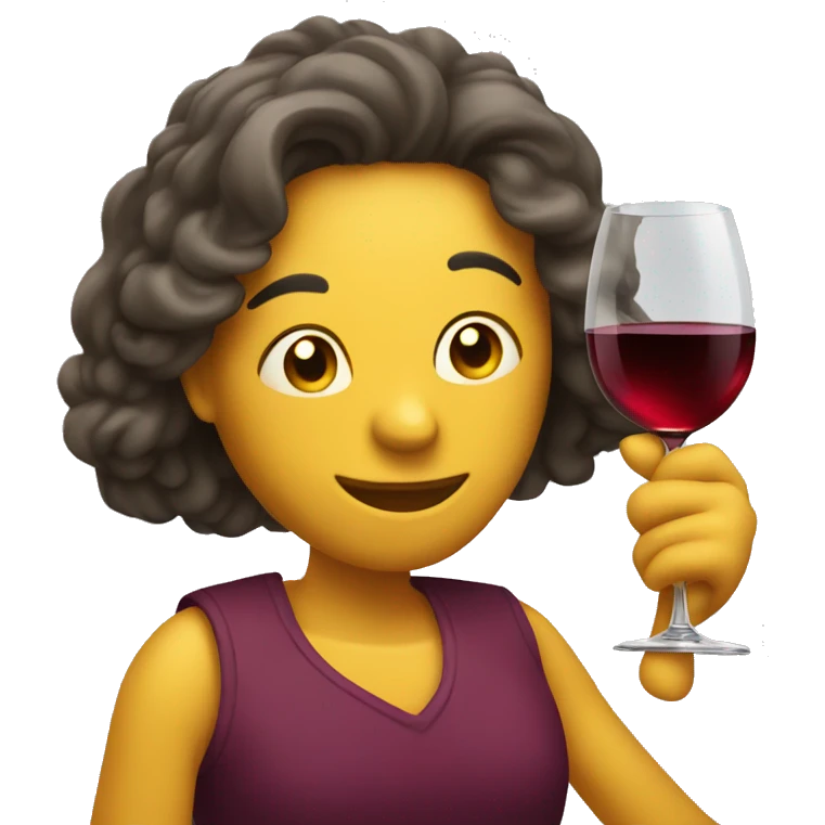 Tipsy emoji with wine glass emoji