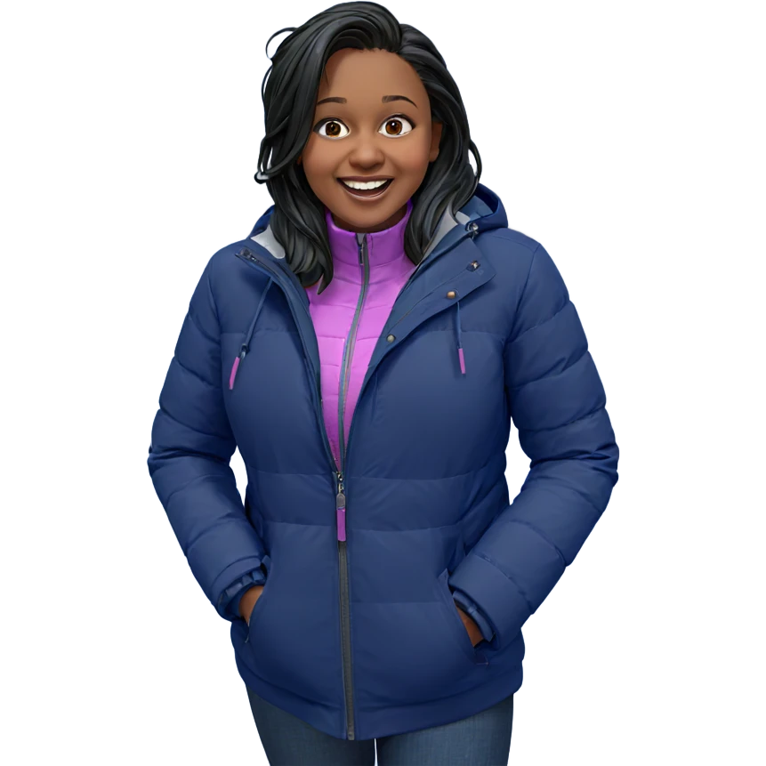 smiling girl in snowy jacket emoji