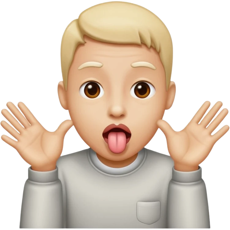 tongue out with hands pulling to side emoji
