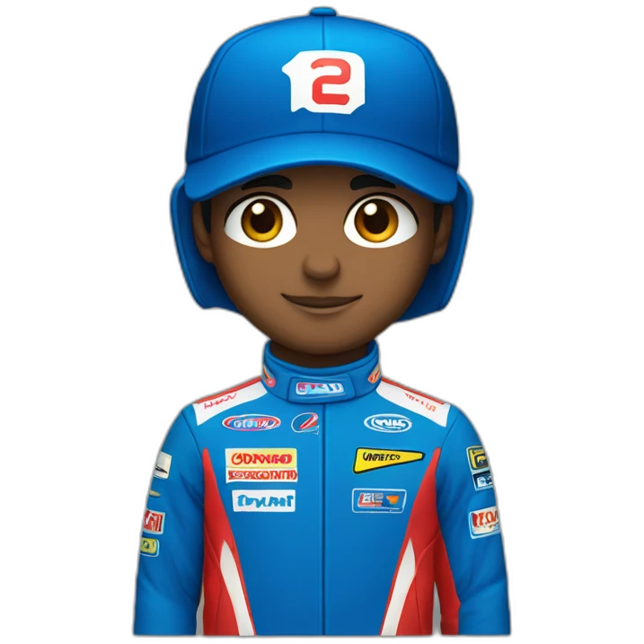 Aytron senna with a blue baseballcap and red racing suit emoji